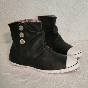 Converse All Star Chucks RARE Black Leather Light Ankle Boot Sneakers Size 7.5